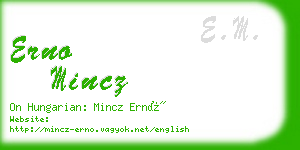 erno mincz business card